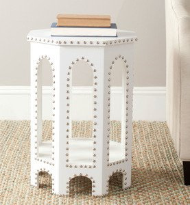 Stolik kawowy pomocniczy Safavieh " NARA END TABLE WHITE  " kroko