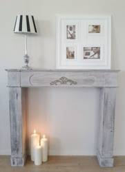 Portal kominkowy obudowa kominka atrapa"Used Grau" Shabby Chic